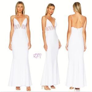 Nookie Revolve Sade Mesh‎ Gown White Size Small